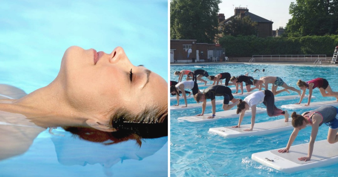 Yoga Session Besides Pool